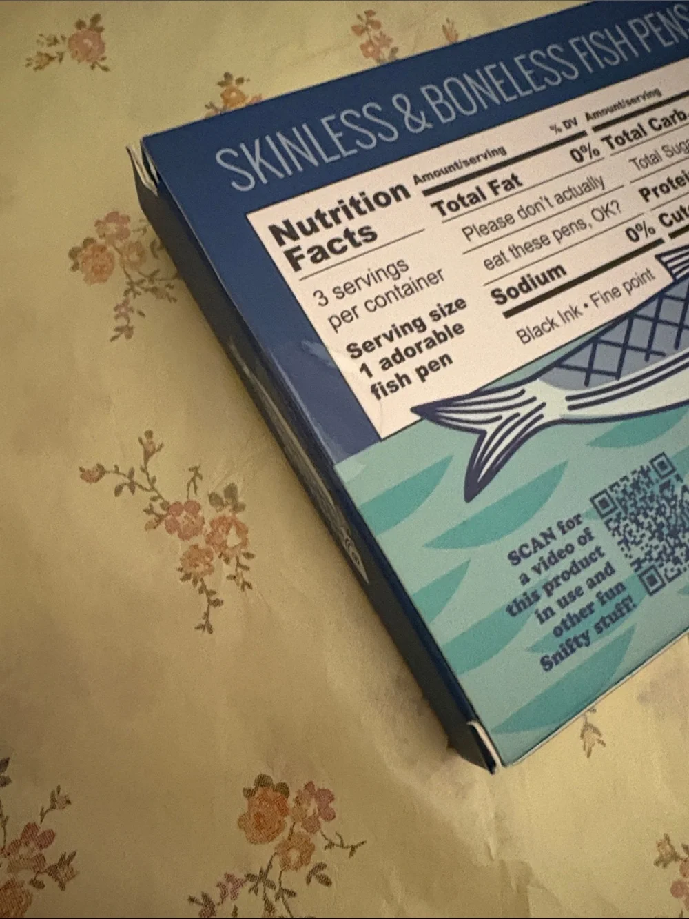 Sardines Tinned Pen Set - Blue Decorative Desk Pens (3-Pack)